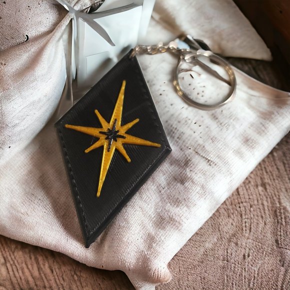 Retro Style Mid Century Modern Keychain Vintage Hotel Key Green Black Gold - Picture 2 of 4